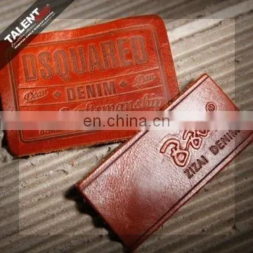 custom private brand name logo PU leather label for garment