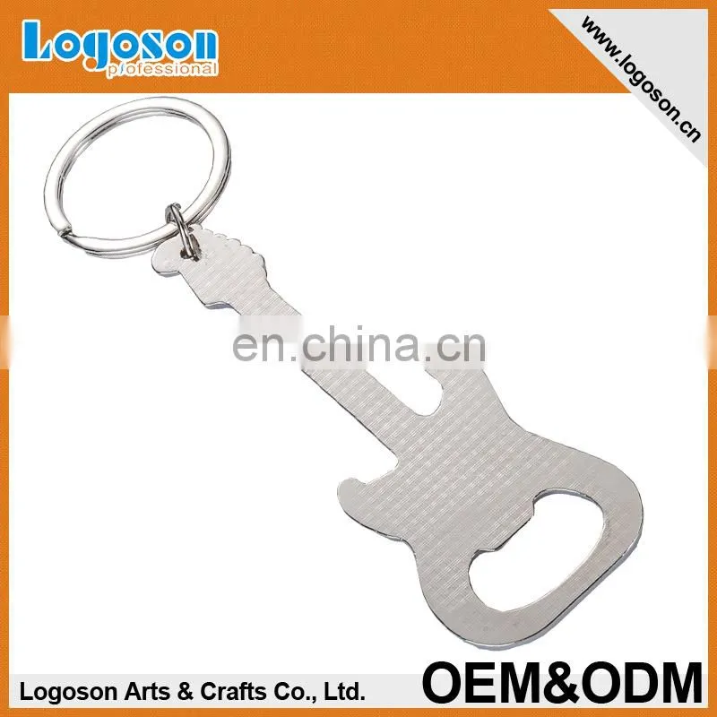 Best supplier shiny silver chains guitar keychain bottle opener