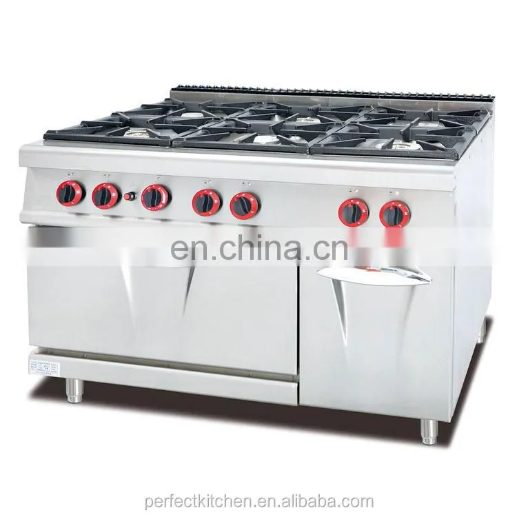 High quality Industrial gas cooking range with 4-burner &oven and griddle for hotel