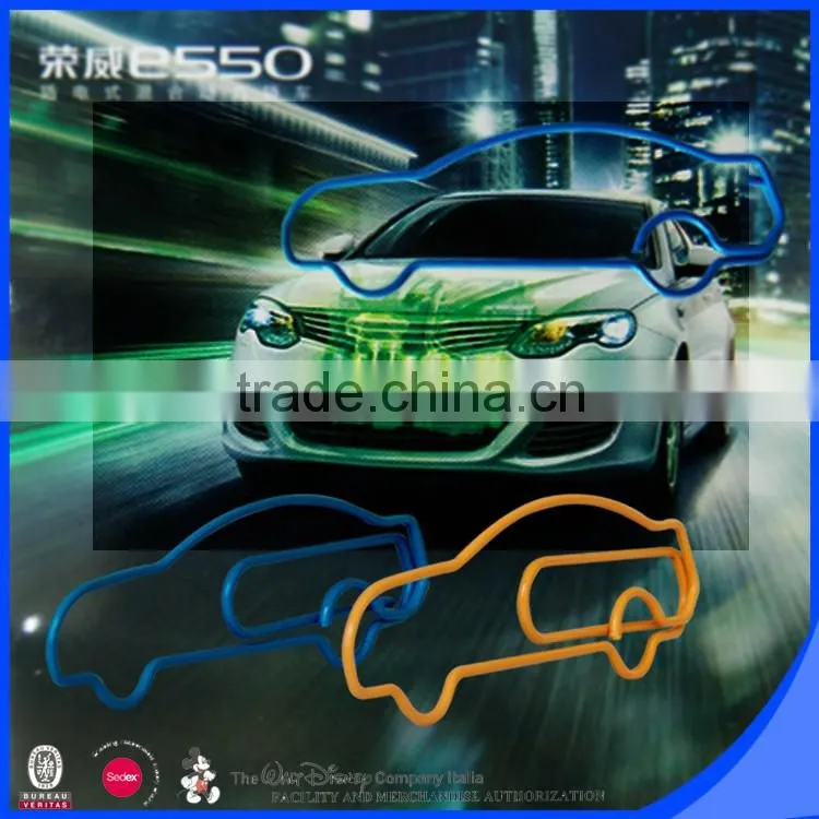 Customized pantone color plastic metal car design paper clip