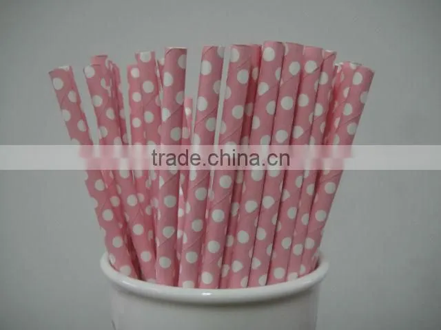 Hot Blue& White Polka Dot Retro Party Paper Drinking Straws