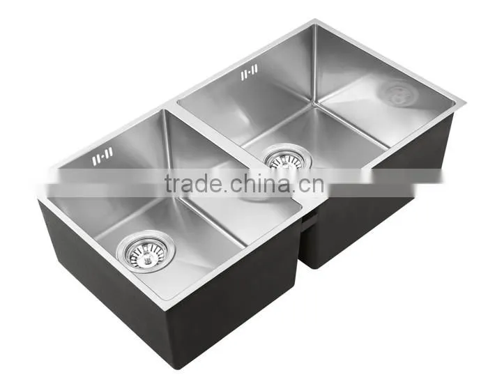 Customizable Double Bowl Kitchen Undermount Corner Sinks Stainless Steel Sink Wholesale With Drainboard