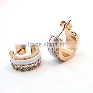 fashion jewellery rose plate stainless steel jewelry ceramics diamond earring stud