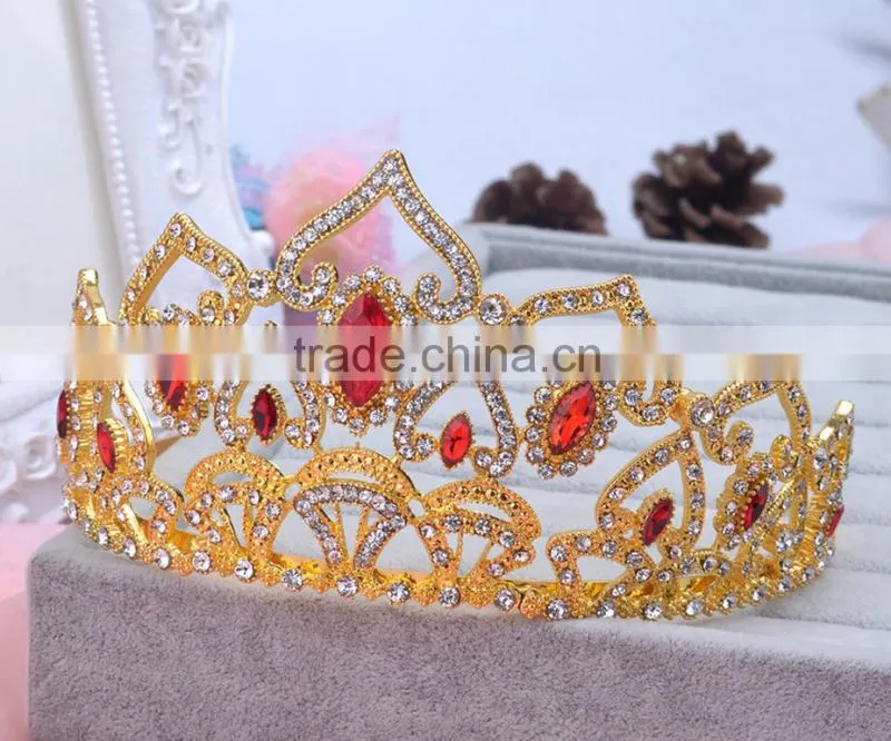 The new bride crown headdress red diamond white wedding jewelry