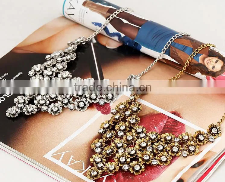 European and American luxury jewelry factory wholesale multilayer flower diamond necklace