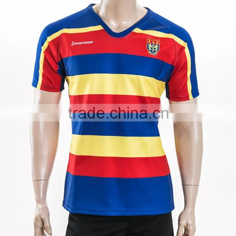 wholesale China factory rugby jersey green and yellow