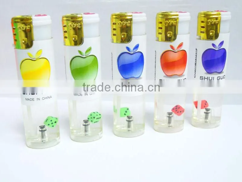 Good quality plastic material cigarette lighter electric windproof gas lighter with dice