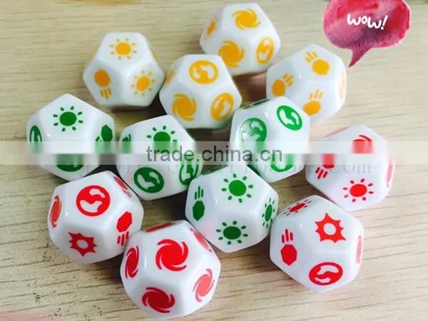 resin 12 sided custom made polyhedral dice with logo printing