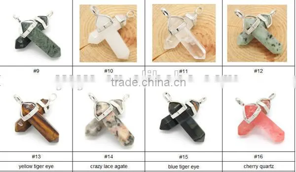 JF6888o Healing Reiki White Opal Gemstones Hexagonal Pointed Chakra Pendant