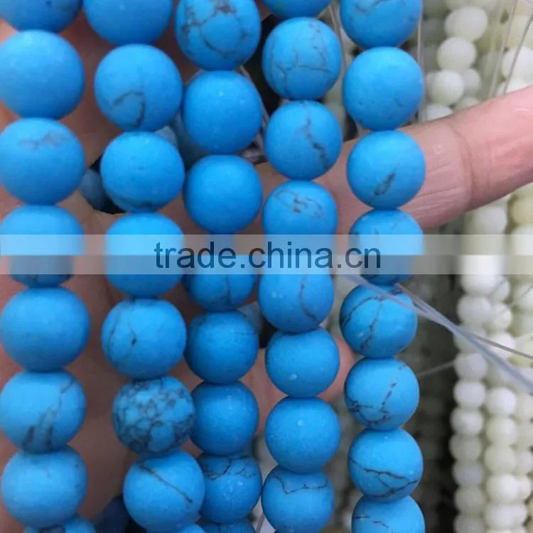 TB0430 Matte Natural Turquoise Round Beads,Matte Jewelry making beads,Dull Polished Turquoise Beads