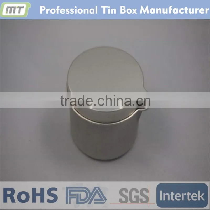 small metal tin for candle wax with spout