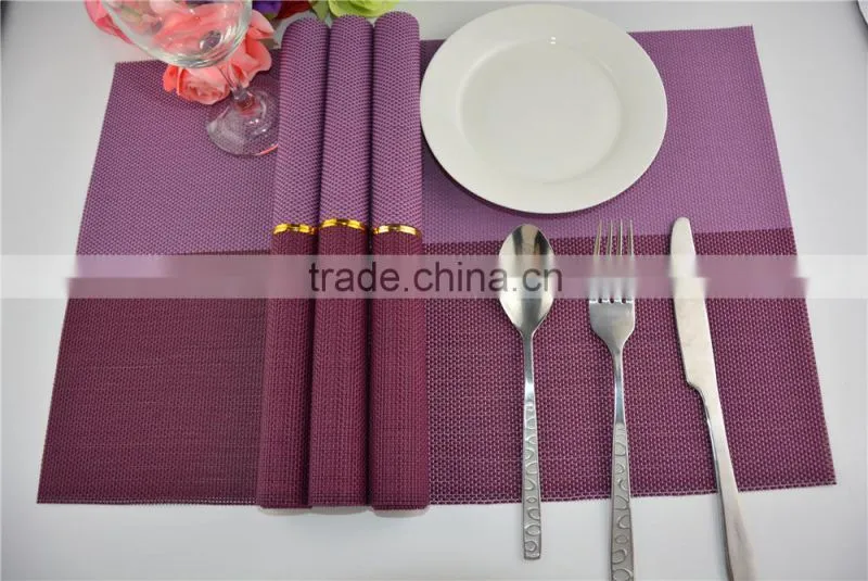 2015 new fashion swallow Gird PVC placemat modern purple plastic square restaurant tableware bowl pad table mat