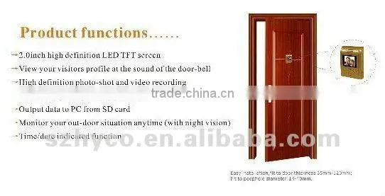 Digital door viewer camera with photo&video recording function