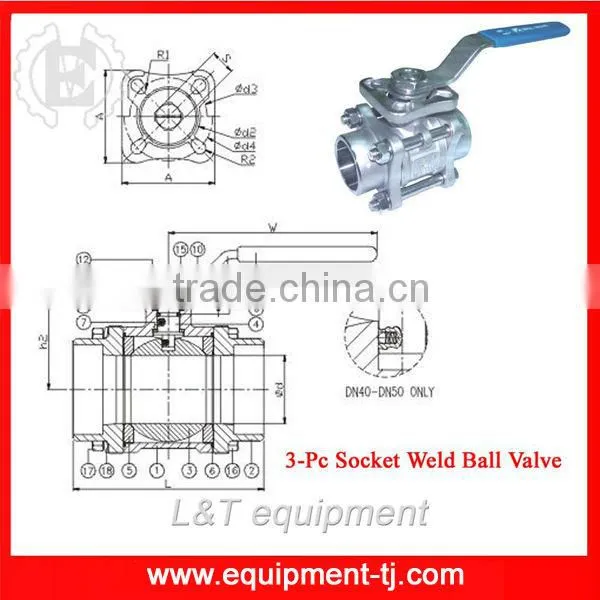 3 Pc Socket Weld Ball Valve