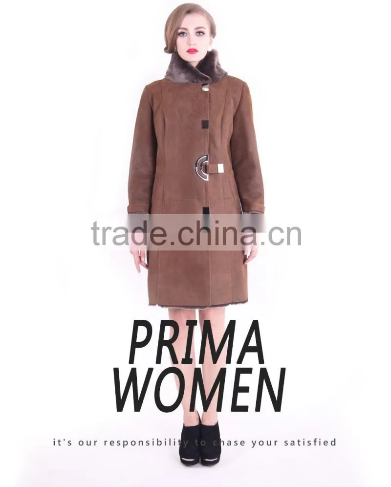 2015 Winter Medium Length Women Slim Fit Woolen Fur Coat