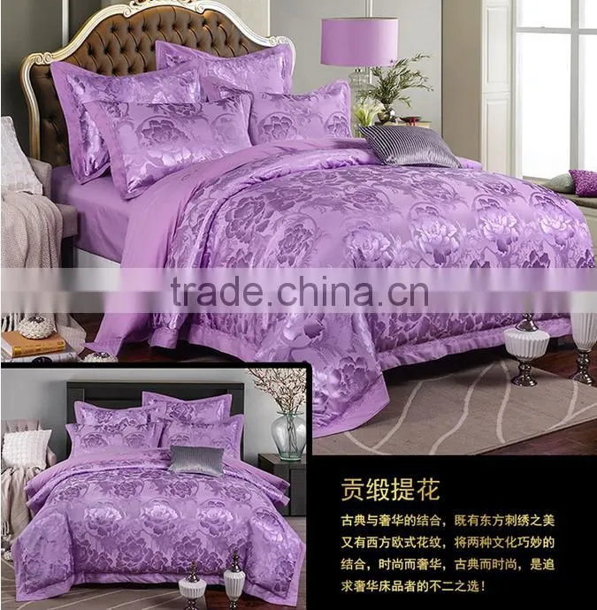 Wedding suite red roses optimal silk satin jacquard Bedding Set