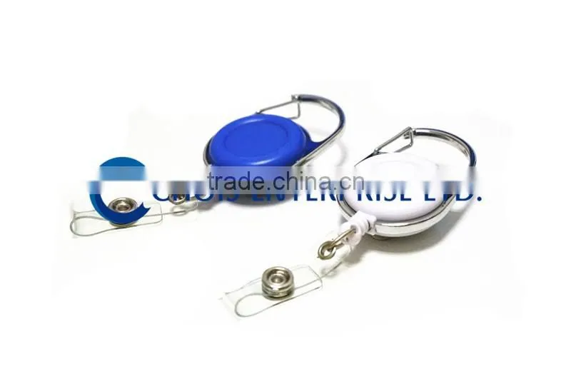 Promotion Custom Carabiner Hook Plastic Badge Reel, Retractablce Badge Holder