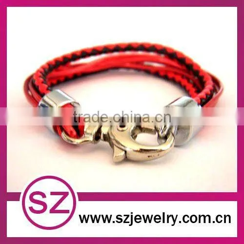 PUB0049 braided green leather vintage bracelet clasp