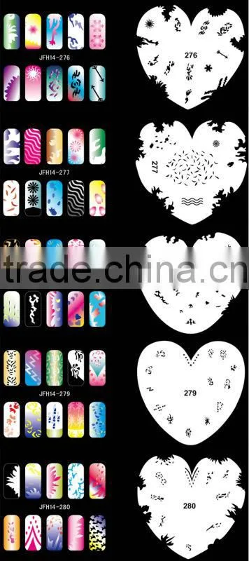 Airbrush Nail Art Stencil Set 14, 20 Sheet Stencil Set with an Average of 16 Different Nail Art Design Patterns