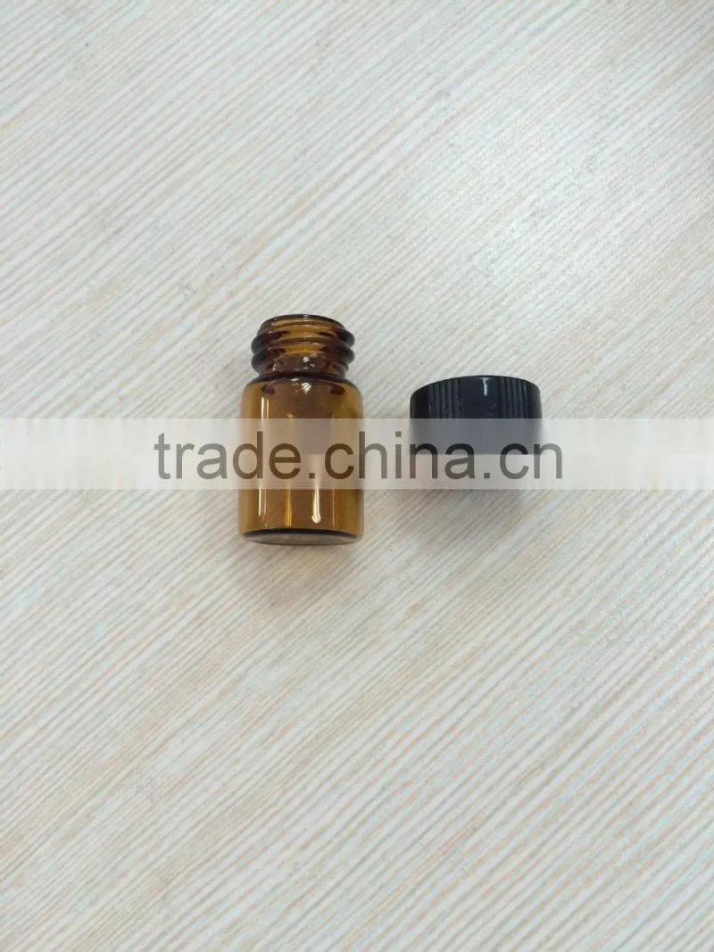 2ml amber glass vial tube bottle with black cap
