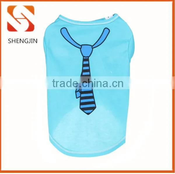 SJ-L6011 Tie print solid blue cotton dog vest pet shirts