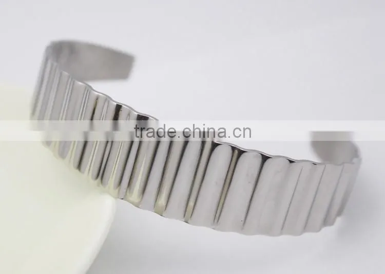 Mirror polish Personality lover bracelets jewellery accesories 304L/316L stainless steel for women men etched Stripe bangles
