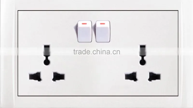 Double 3-feet universal wall switch socket