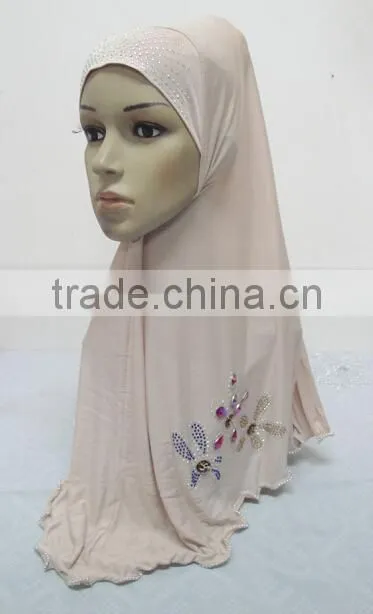 H251 latest muslim hijab with rhinestone and crystals