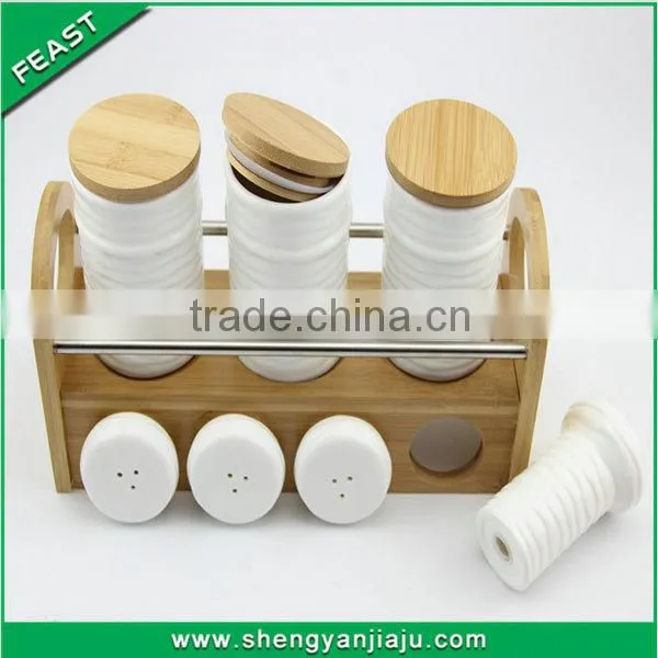 natural bamboo shelf canister ceramic