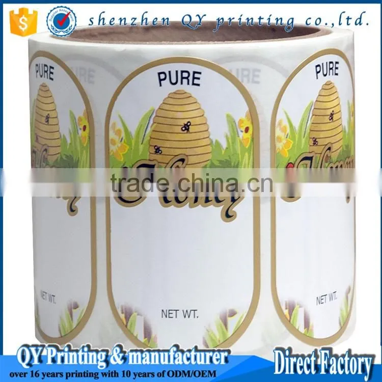 custom food label honey labels,waterproof honey label for jar bottle