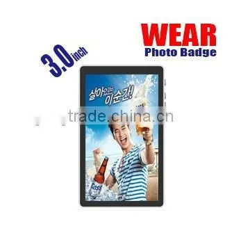3.0" bluetooth photo badge 480*272 Resolution Rechargeable Lithium battery