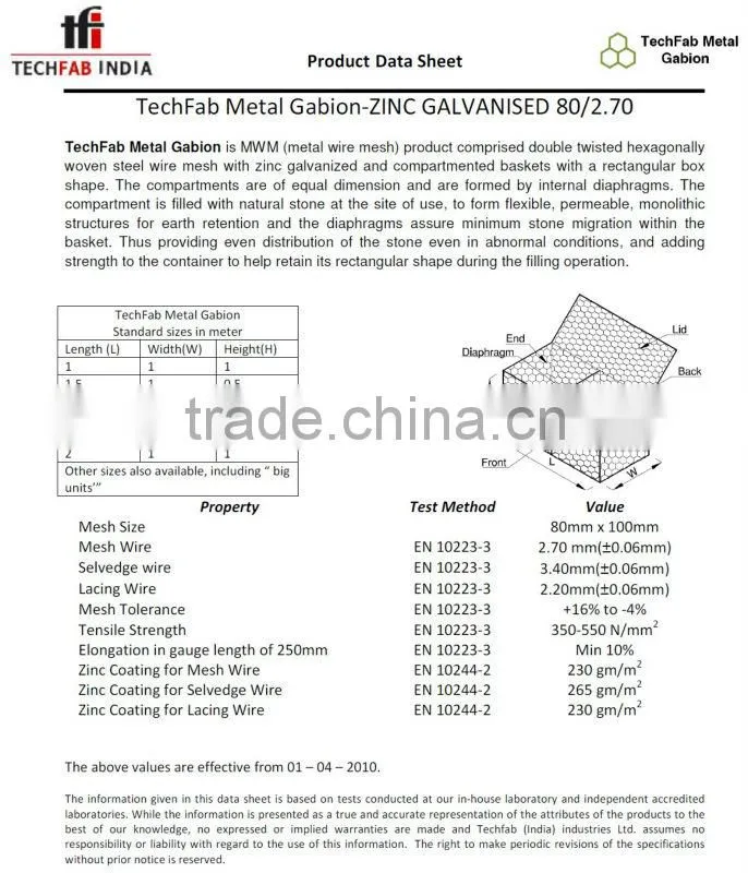Zinc Coated Gabions