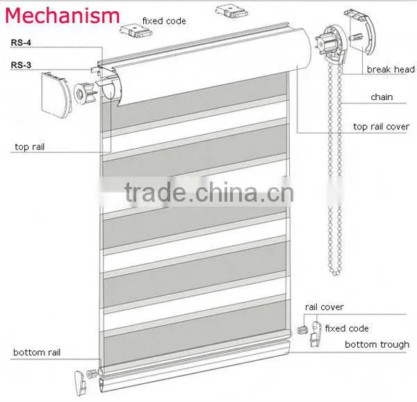 Wholesale fabric zebra blinds with metal roller blind bracket