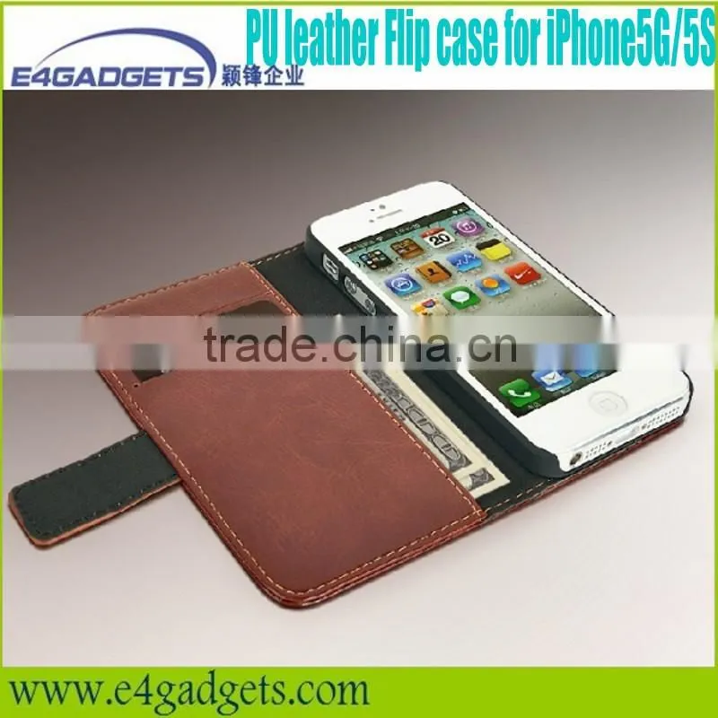 2013 Hot sale High quality PU leather front and back case for iphone5