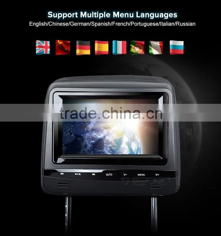 EONON L0290 7" HD Car Headrest Monitor with Built in DVD (Black Color)