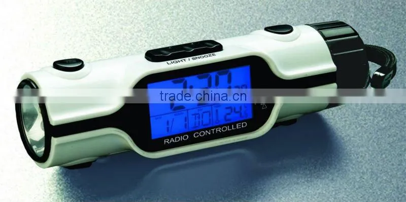 travel alarm clock with LED torch