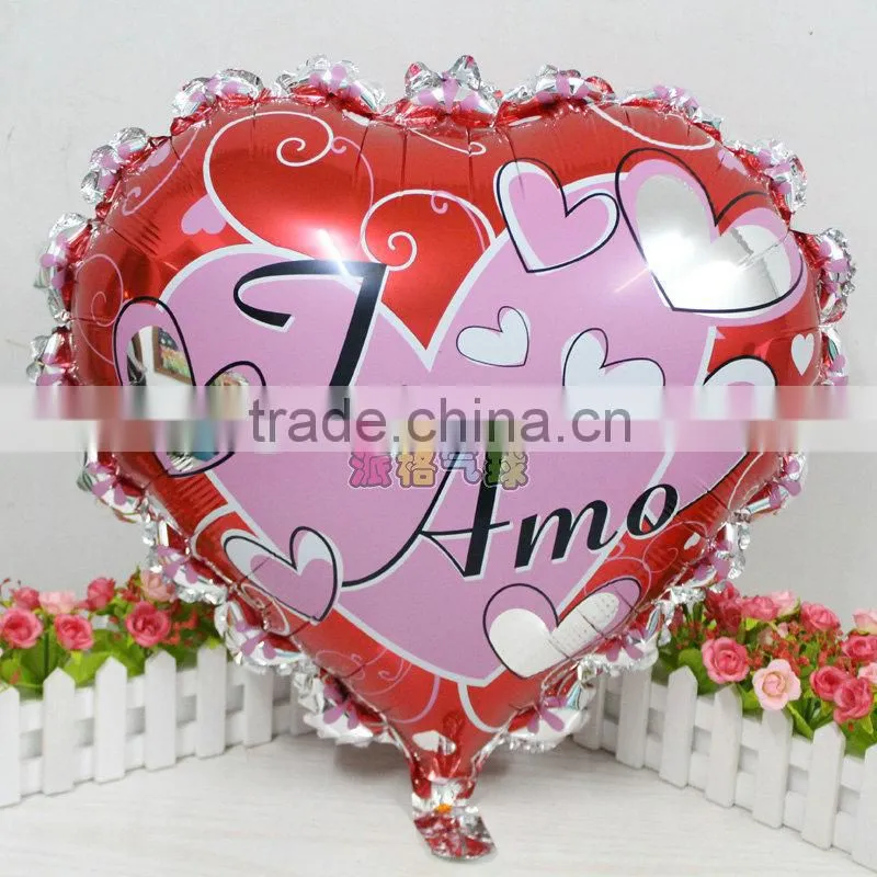 Hot sale 23 inch lace Spanish "I love you" balloon heart helium balloon for kids toys wedding decoration balloons,foil balloon