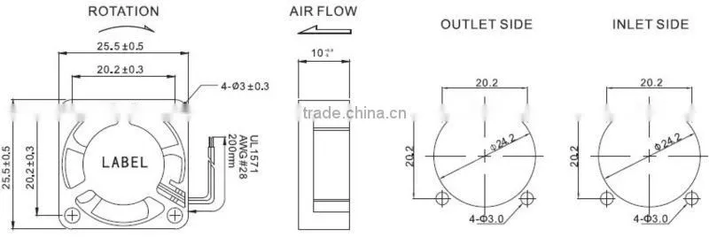 5v 12v dc 25x25x10mm fan