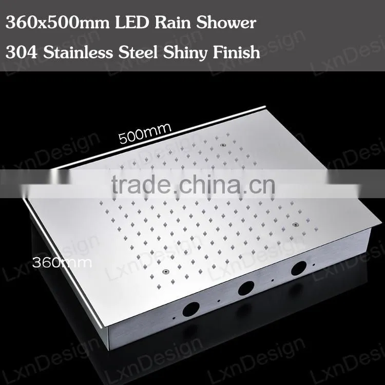 chrome finish led shower faucet embed ceiling square shower set stainless steel shower head with led hydro power lights
