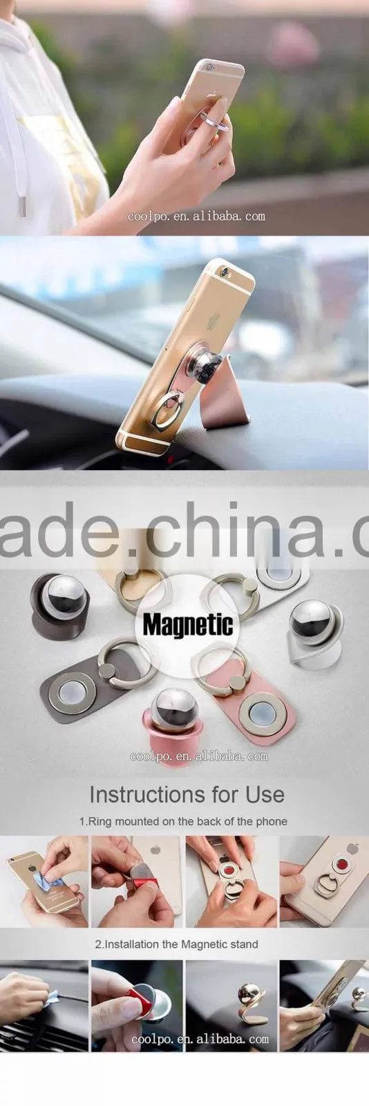 Finger Ring Grip 360 Rotation magnetic car phone holder