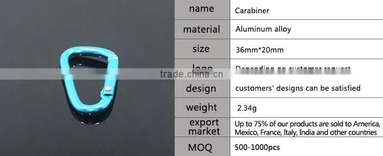 high quality hardware assorted D ring aluminum carabiner bulk
