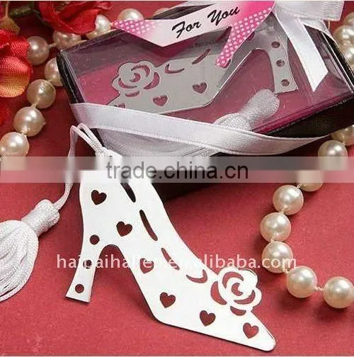 Stainless steel snowflake shaped bookmark with tassel for wedding