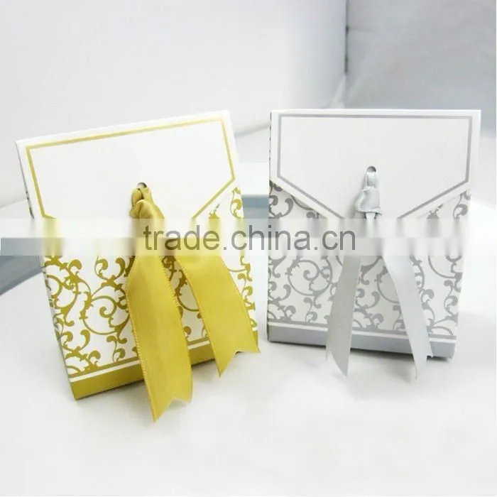Wedding favor box-Gold Ribbon favor box