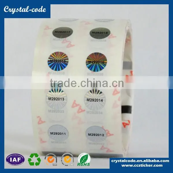 Film self adhesive one time used antifake hologram sticker