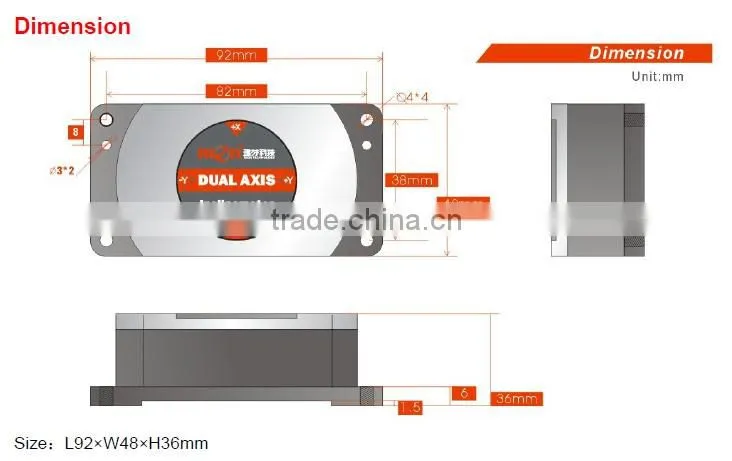 ACA620T High Anti-Vibration Dual axis Tilt Sensor With Excellent Temperature Stability And Auto Calculate It's Posture