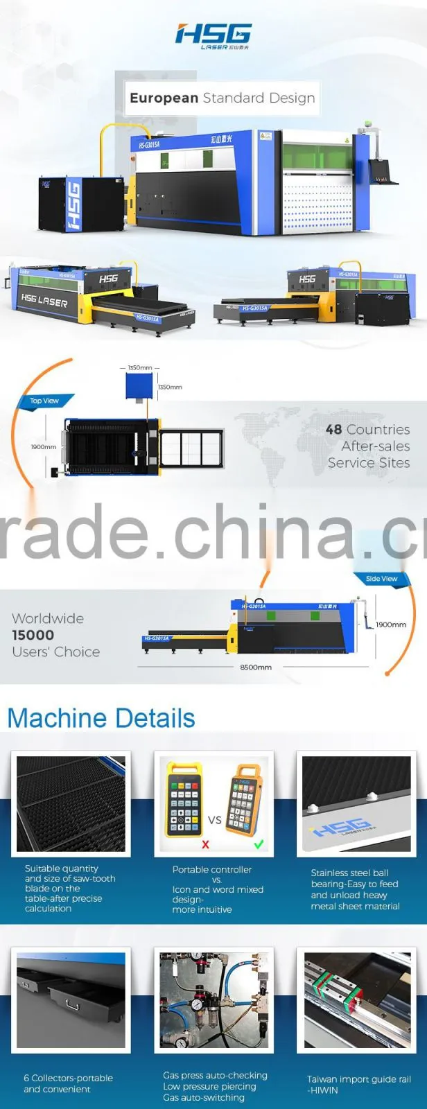 2016 New 3000x1500mm Double Bed Fiber Laser 1000w for Thin Metal Cutting Machine