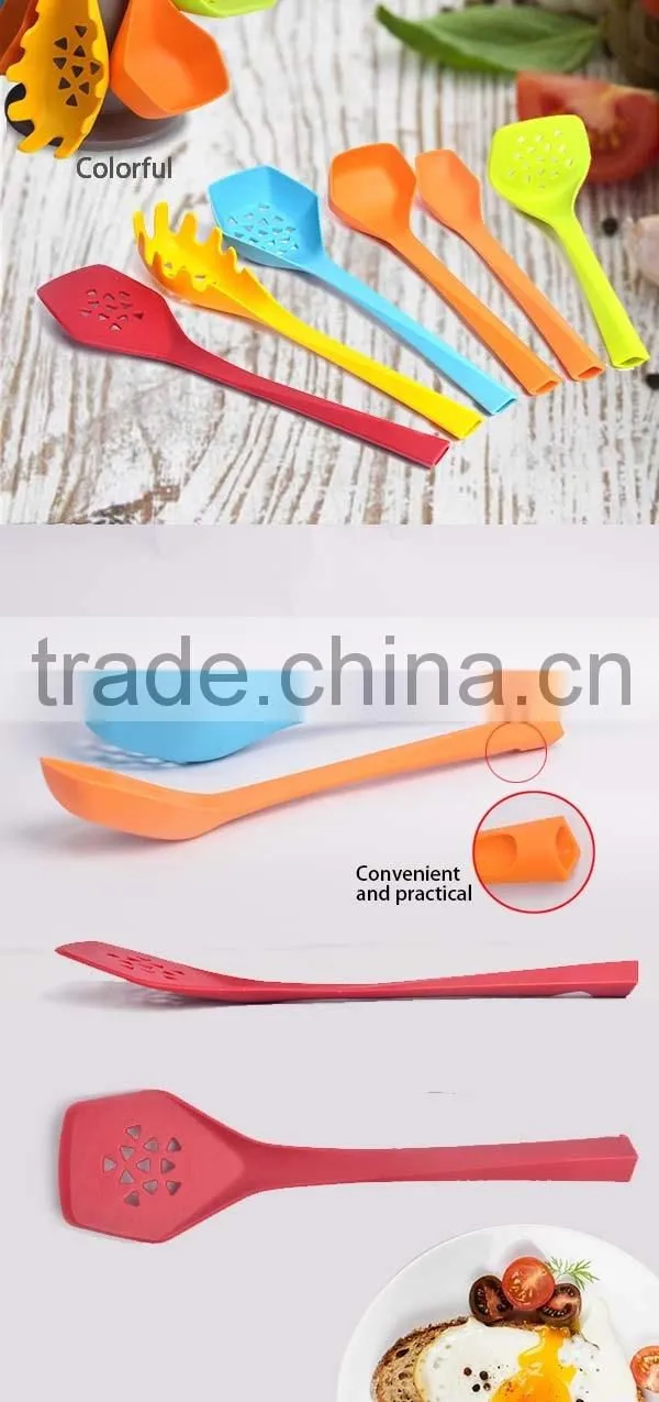 2016 New Style High Quality 6Pcs Colorful PP Handle Cooking Nylon Kitchen Tools