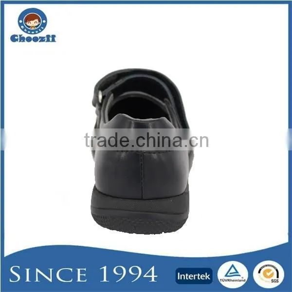 Top Grade Girls Black Action Leather School Kids Shoes Children