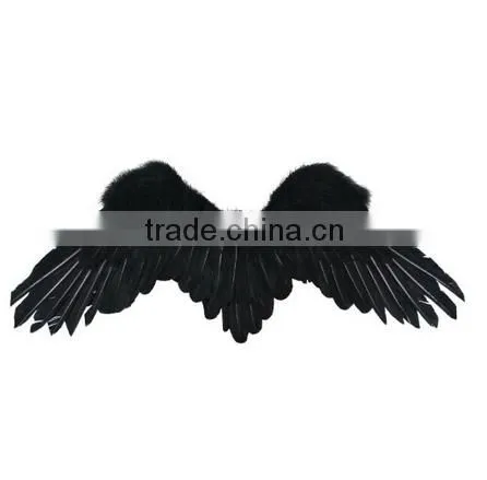 Children's Unisex Black Spread Feather Angel Wings