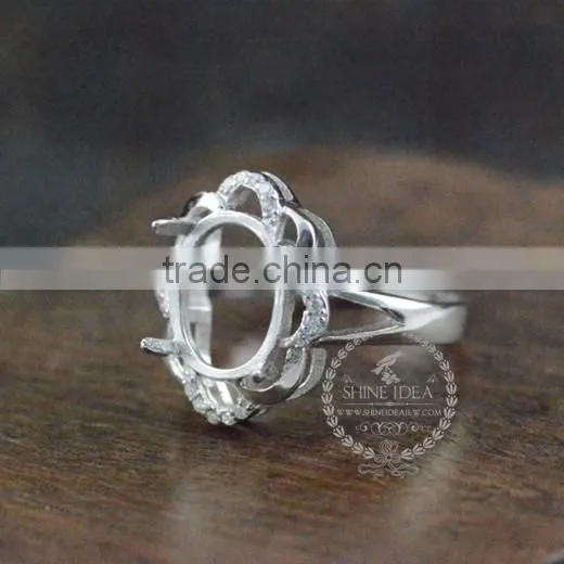 9*11mm 925 sterling silver oval bezel silvery prong setting ring base blank supplies DIY findings 1222007